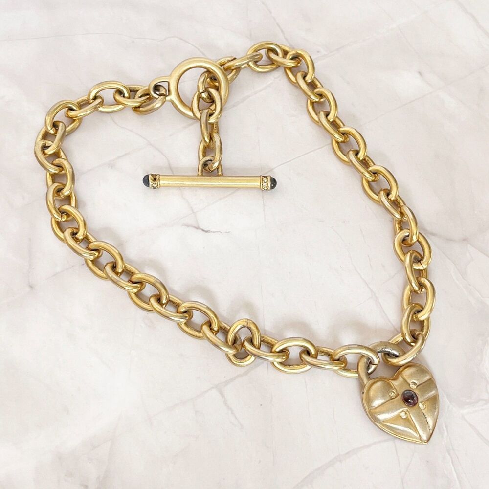 Roxanne Assoulin Vintage Heart Pendant Gold Tone Rhinestone RARE Hard to Find
